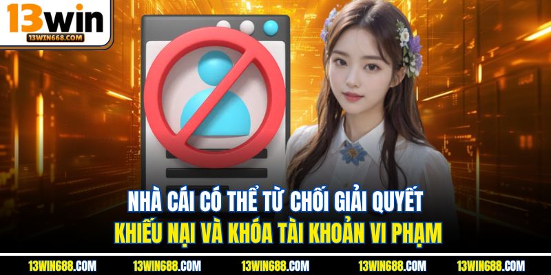 Nhà cái có thể từ chối giải quyết khiếu nại và khóa tài khoản vi phạm